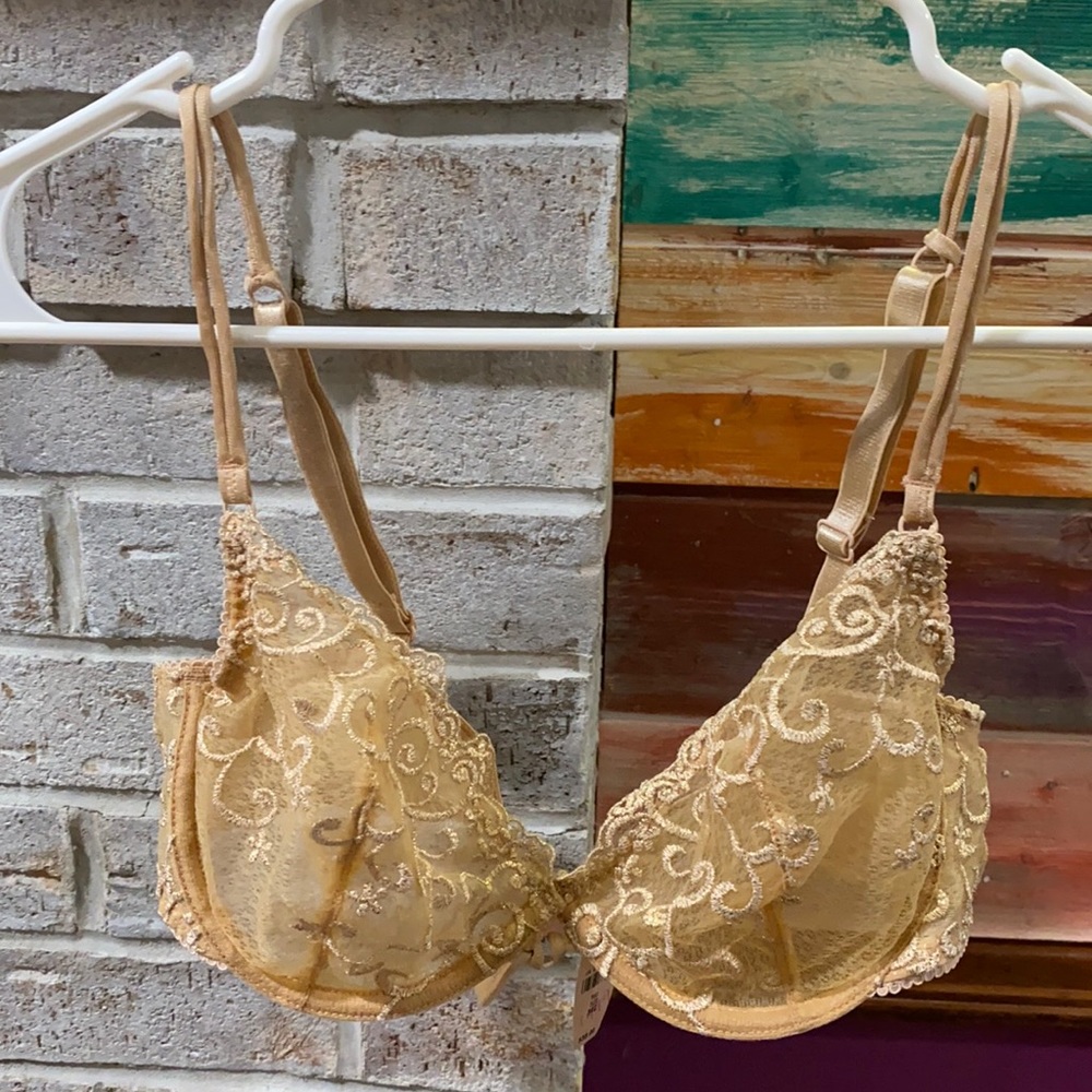 NWT VS 34C gold sheer bra